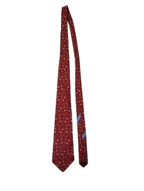 Salvatore Ferragamo Tie Men’s Red Floral 100% Silk Made Italy Designer Necktie